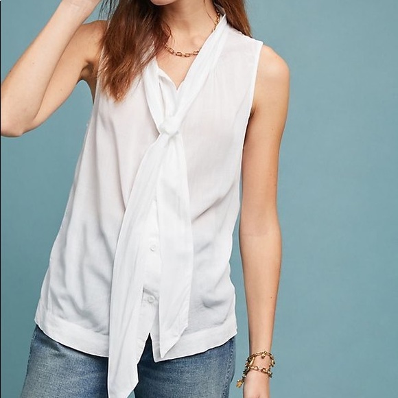 Anthropologie Tops - Anthropologie Cloth & Stone Tie Neck Shell